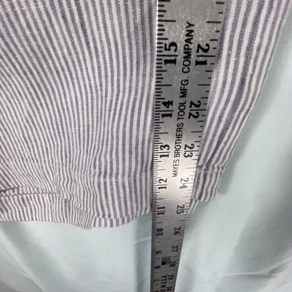 J Jill Love Linen Button Side Nautical Pants Crop Blue Stripe SIZE LARGE Womens - Picture 10 of 13